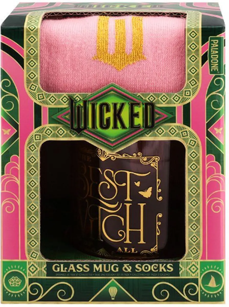 Wicked Glinda Glass Mug & Socks Set