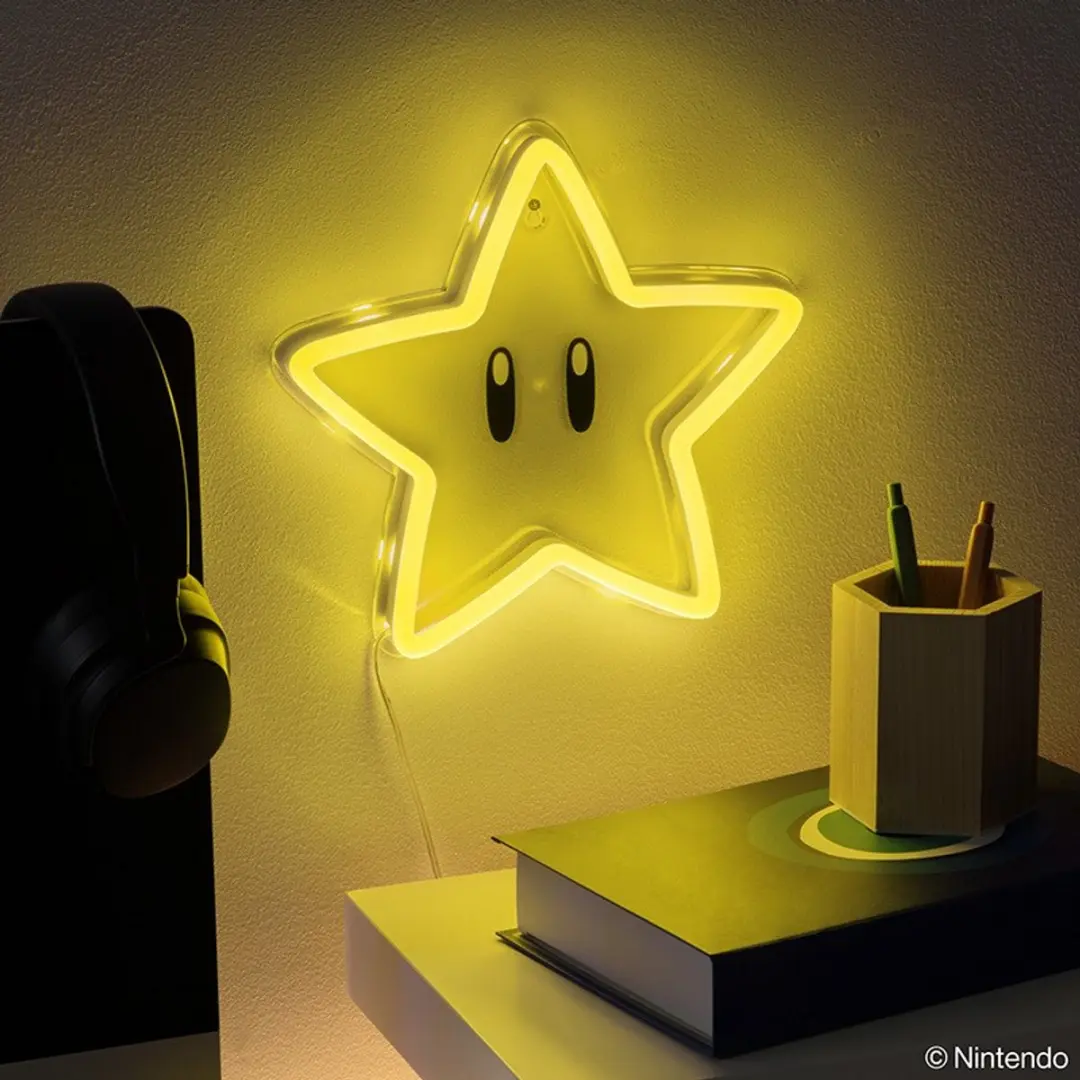 Paladone Super Mario LED Neon Wandlamp 24cm - Geel