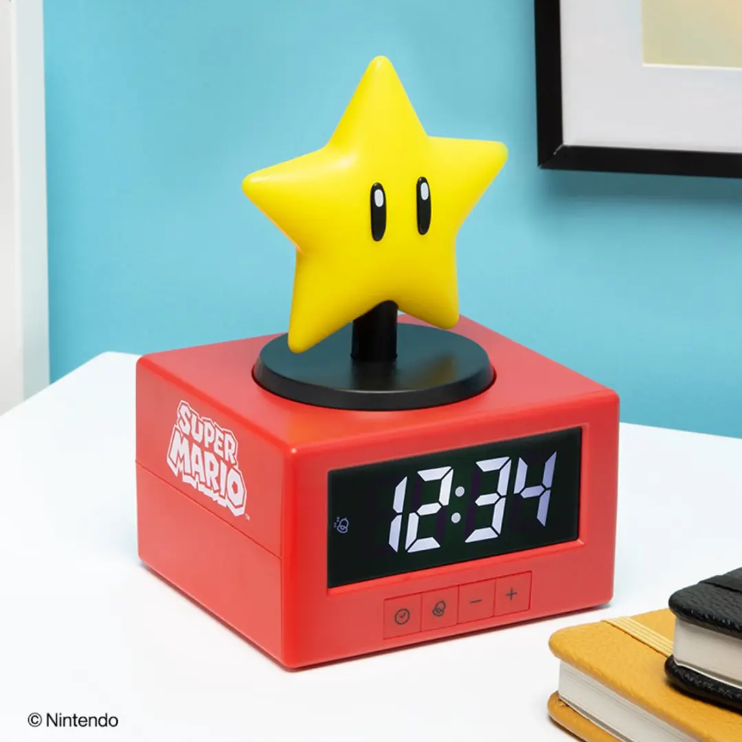Paladone Super Mario Super Star Wekker - 15cm - Geel/Rood