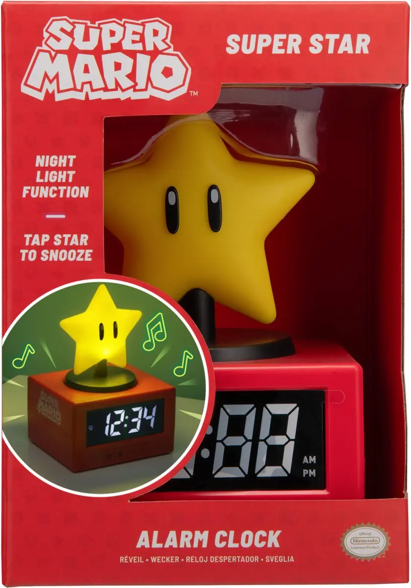 Paladone Super Mario Super Star Wekker - 15cm - Geel/Rood