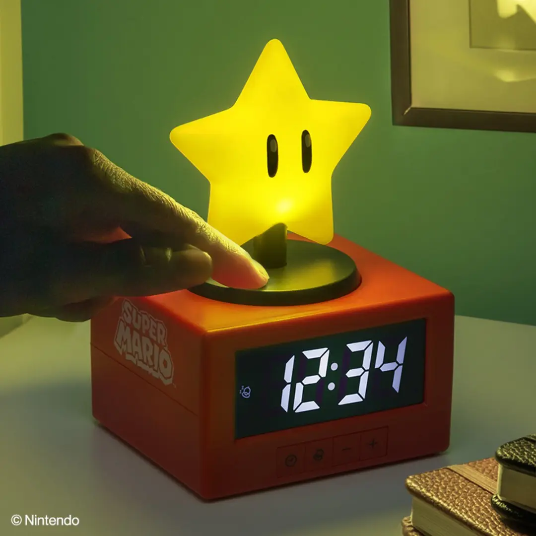 Paladone Super Mario Super Star Wekker - 15cm - Geel/Rood