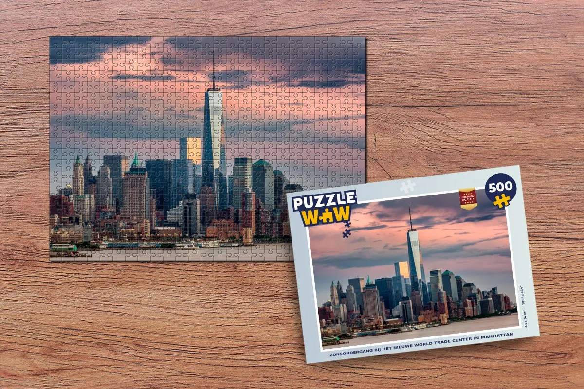 PuzzleWow Legpuzzel Zonsondergang Manhattan 500 Stuks - Multicolor