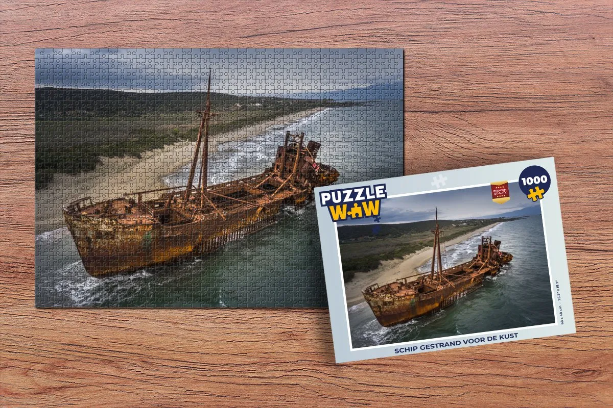 PuzzleWow Legpuzzel Schip gestrand 1000 Stuks - Multicolor