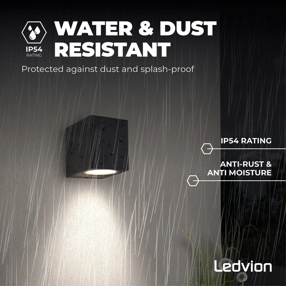 LEDVION Hydra Wandlamp Zwart - 2x GU10 IP54