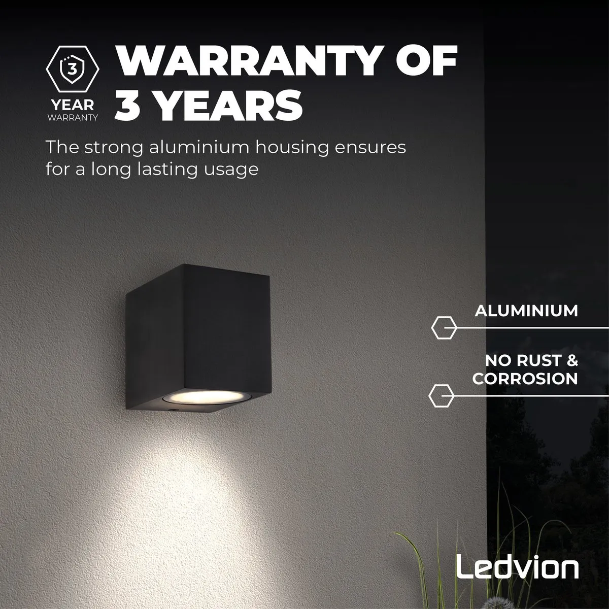 LEDVION Hydra Wandlamp Zwart - 2x GU10 IP54