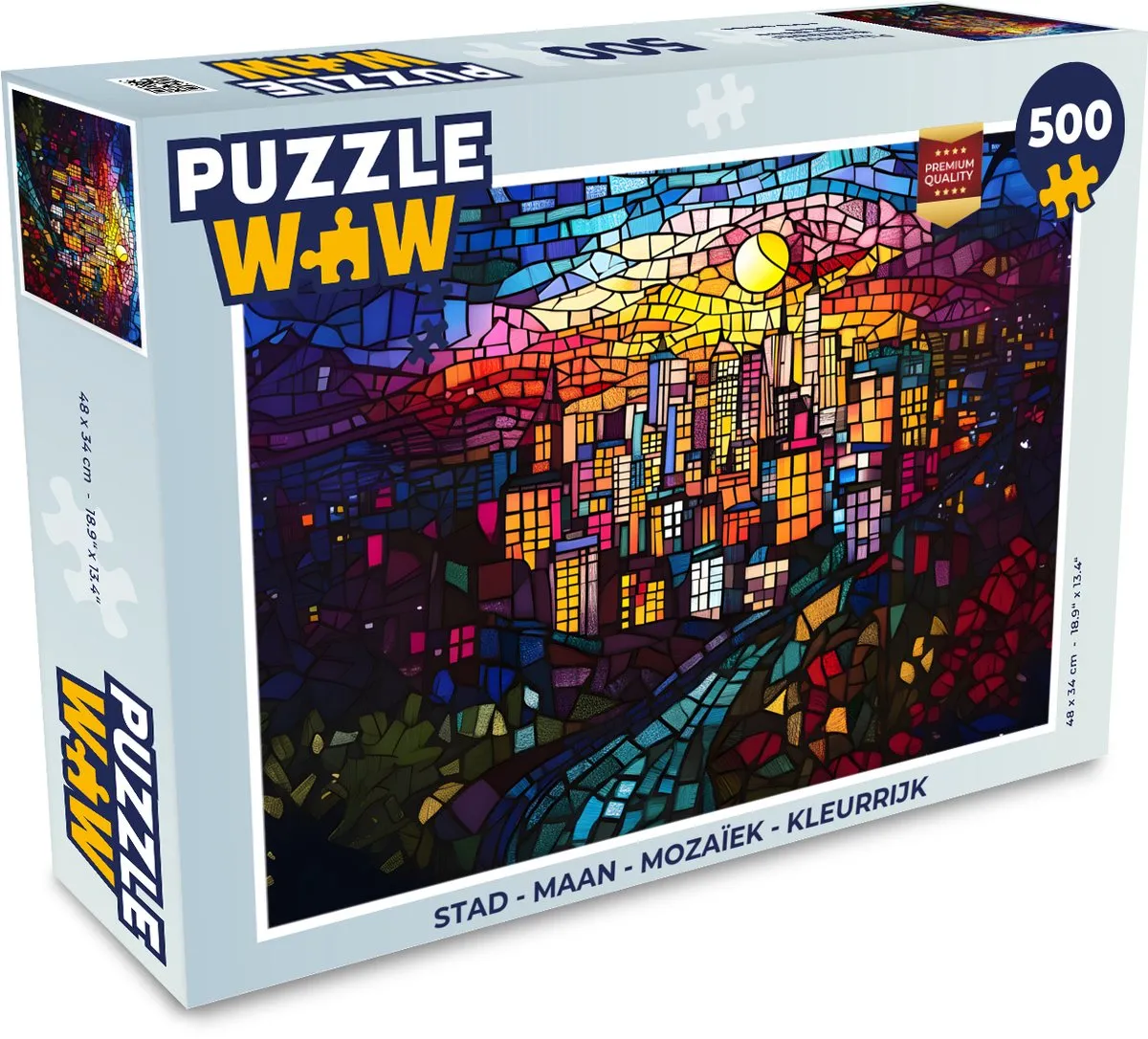 PuzzleWow Stad Maan Mozaïek Legpuzzel 500 Stuks