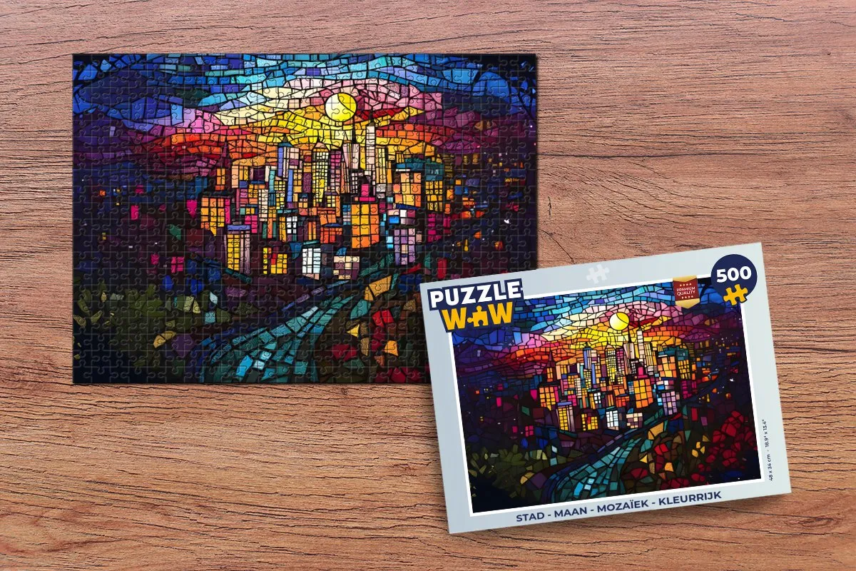 PuzzleWow Stad Maan Mozaïek Legpuzzel 500 Stuks