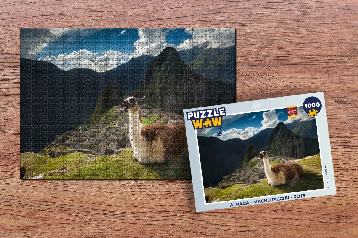 PuzzleWow Alpaca Machu Picchu Legpuzzel 1000 Stuks - Multicolor
