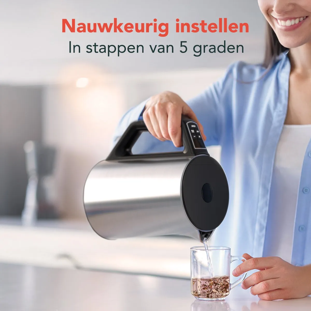 KitchenBrothers KB4063 Waterkoker 1,5L 2200W - RVS Zilver