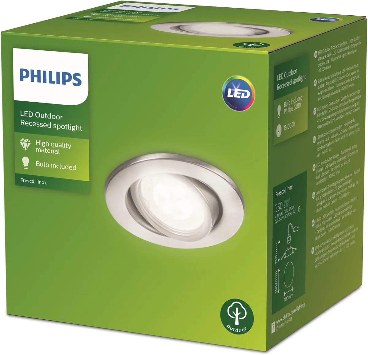 Philips Fresco Inbouwspot 10cm RVS
