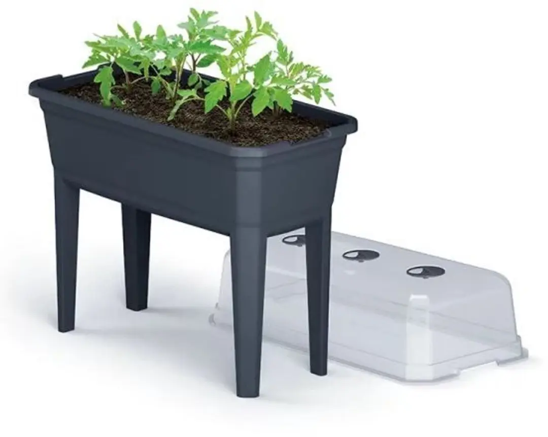 Prosperplast Hoge Tuinman met Dek - Antraciet - 74,9x36,8x77,8cm - afbeelding 2 van 6