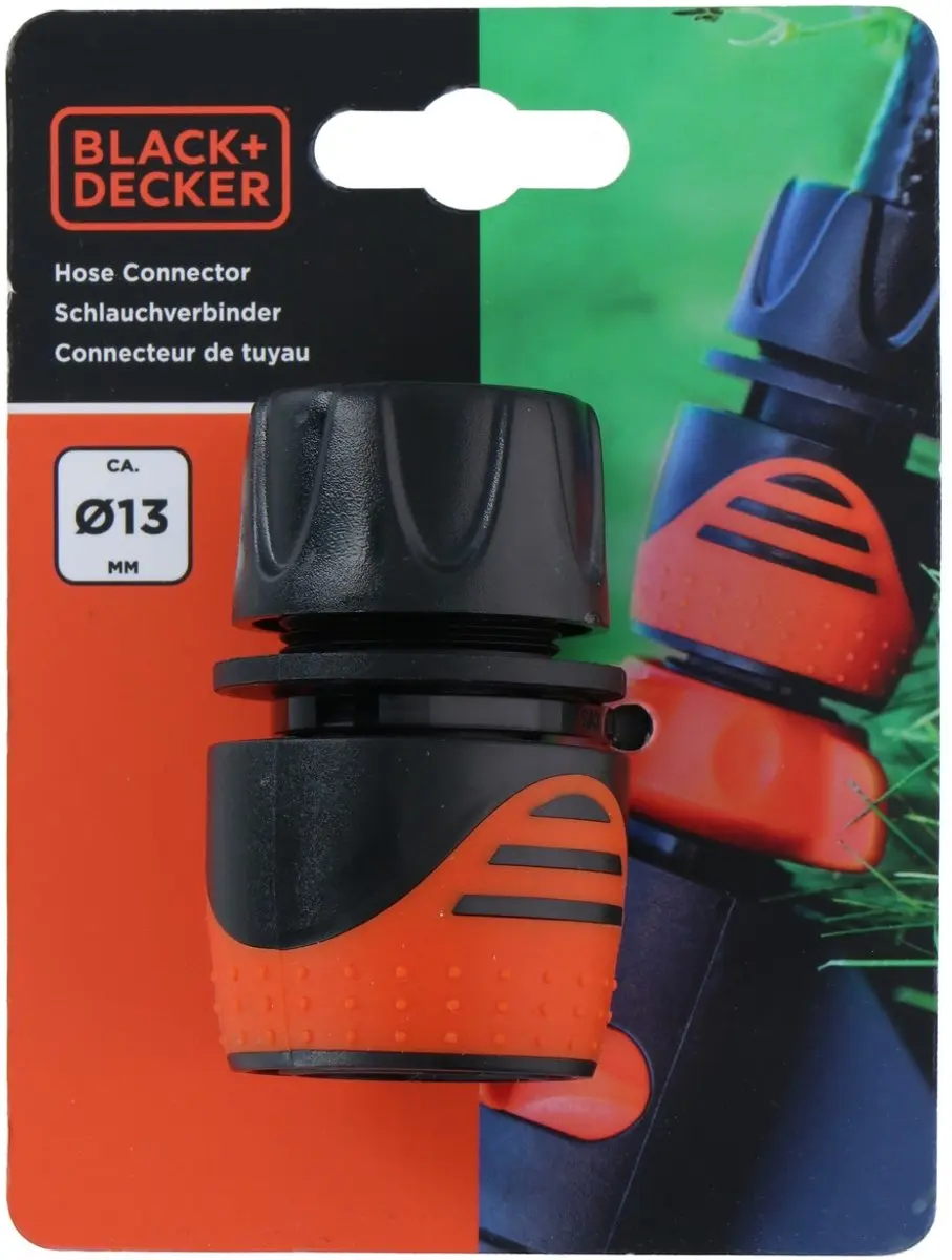 BLACK+DECKER Tuinslang Koppeling 1/2" - 13mm - Zwart/ Oranje - afbeelding 2 van 6