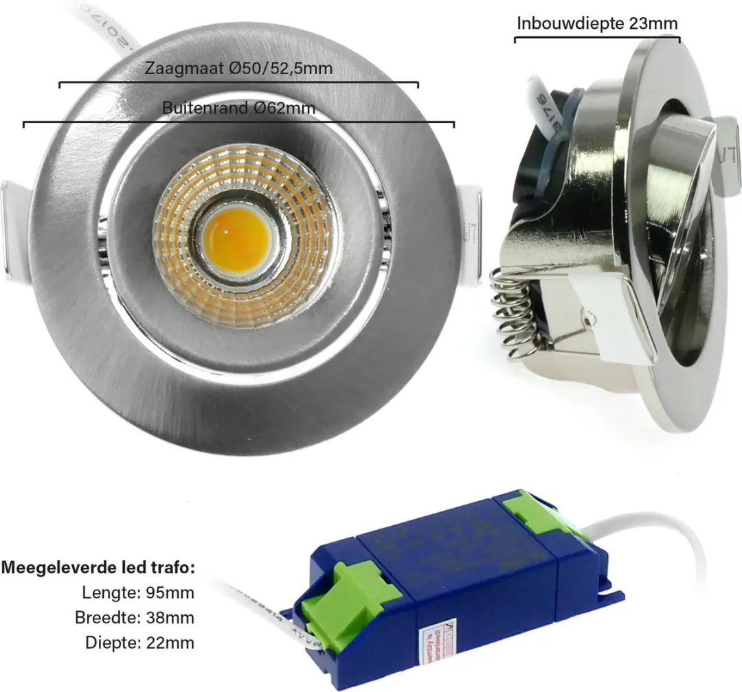 Ecodim LED Inbouwspot Nikkel 5W - IP54 - Kantelbaar