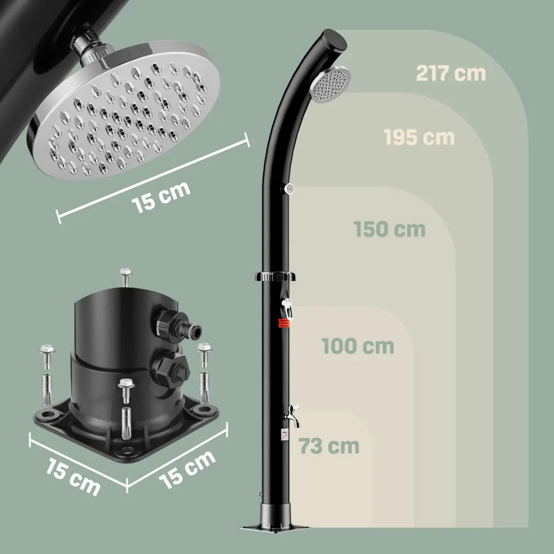 Monzana Buitendouche 20L Zwart - 360° Draaibaar
