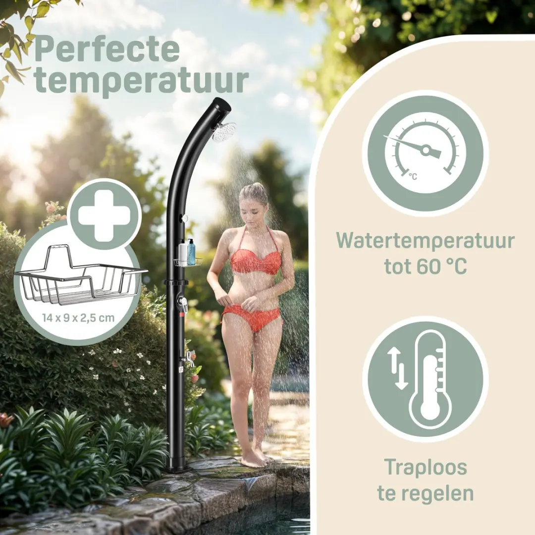 Monzana Buitendouche 20L Zwart - 360° Draaibaar