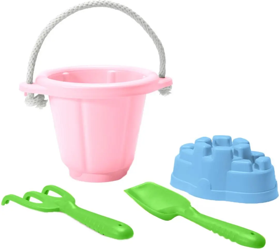 Green Toys zand speelset roze emmer duurzaam strand speelgoed.