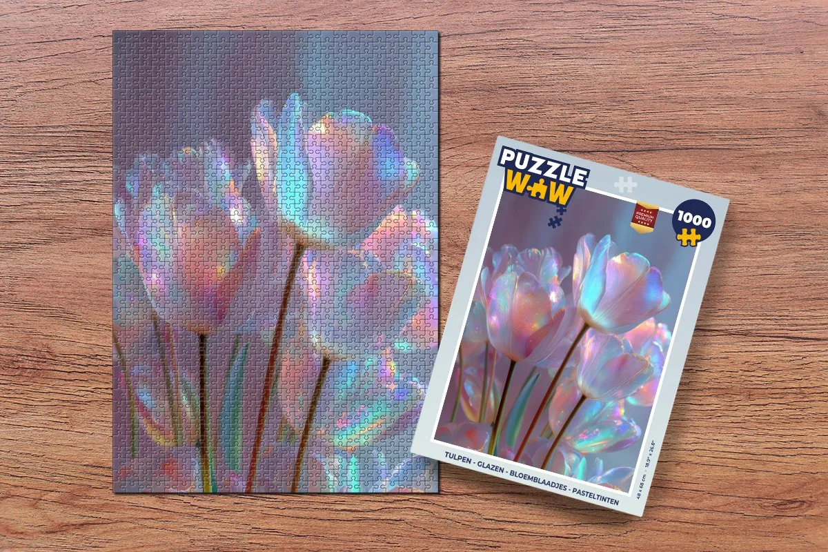PuzzleWow Tulpen Glazen Legpuzzel 1000 Stuks - Pasteltinten