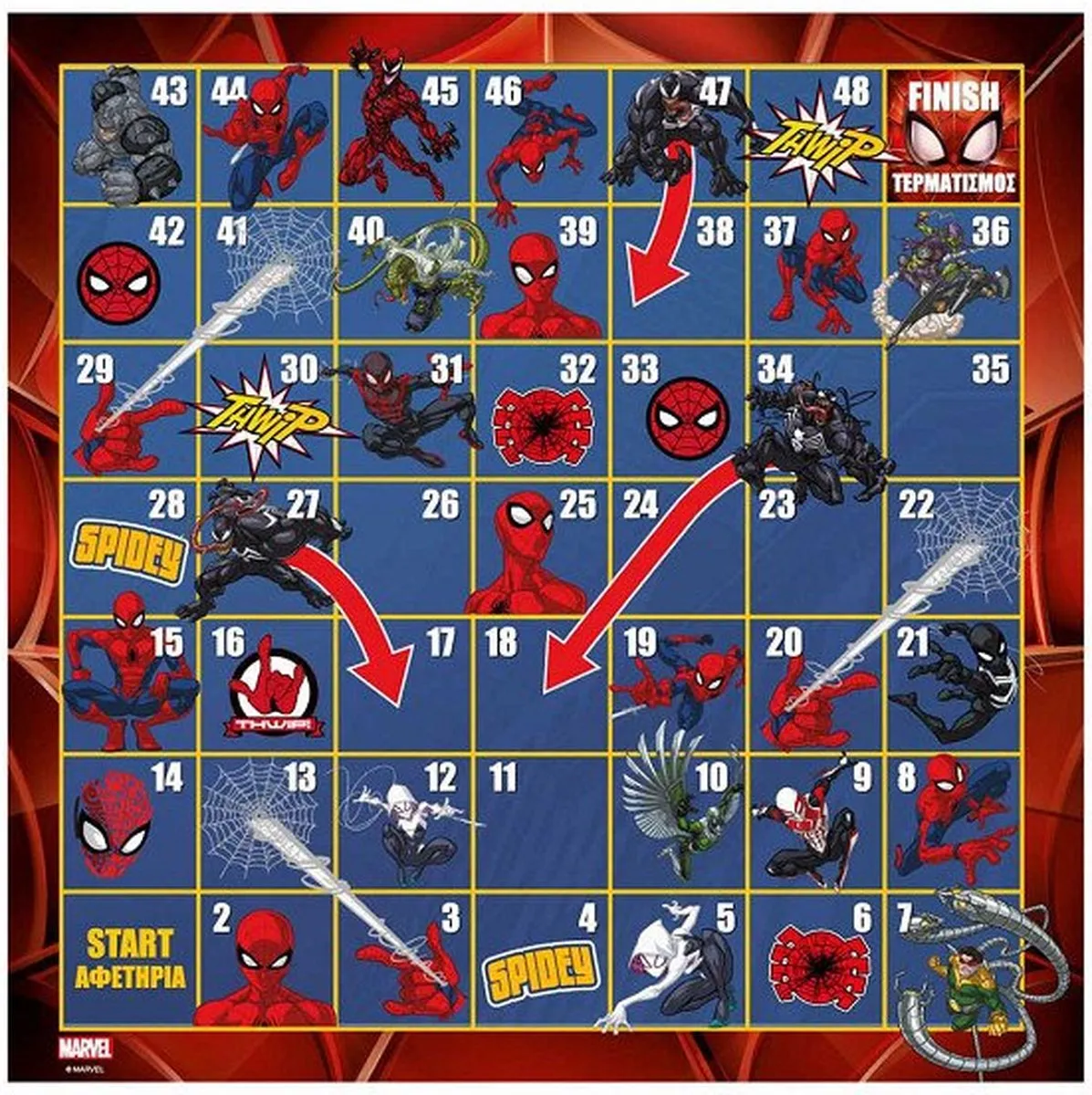 Spider-Man Slangen en Ladders Bordspel - 6 Spelers - Multi Kleuren