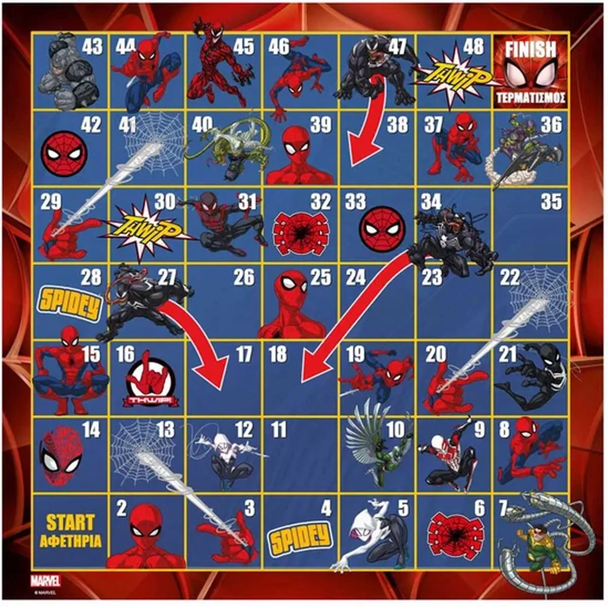 Spider-Man Slangen en Ladders Bordspel - 6 Spelers - Multi Kleuren
