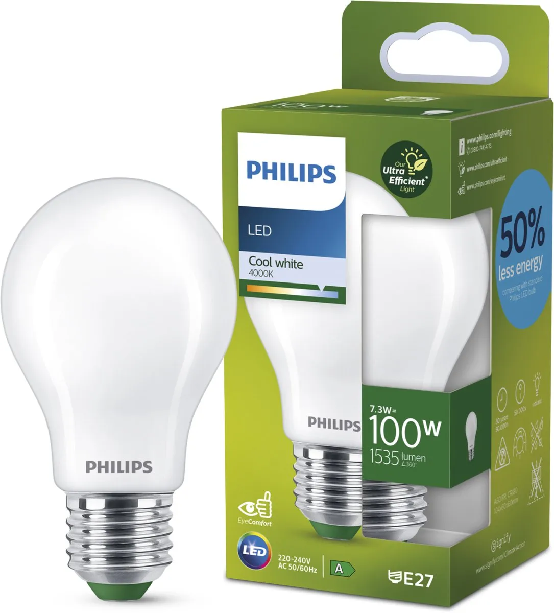 Philips Ultra Efficient LED Lamp Mat 7.3W E27