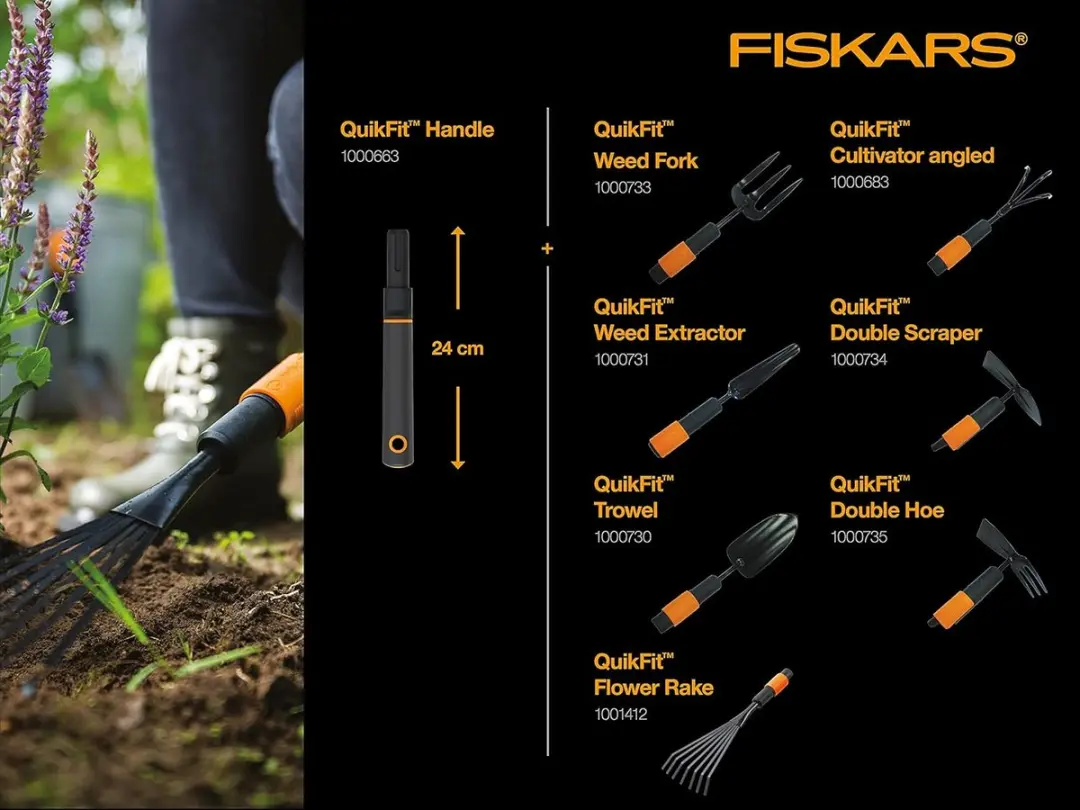 Fiskars Quikfit Dubbele Tuinhak Schoffel - afbeelding 2 van 6