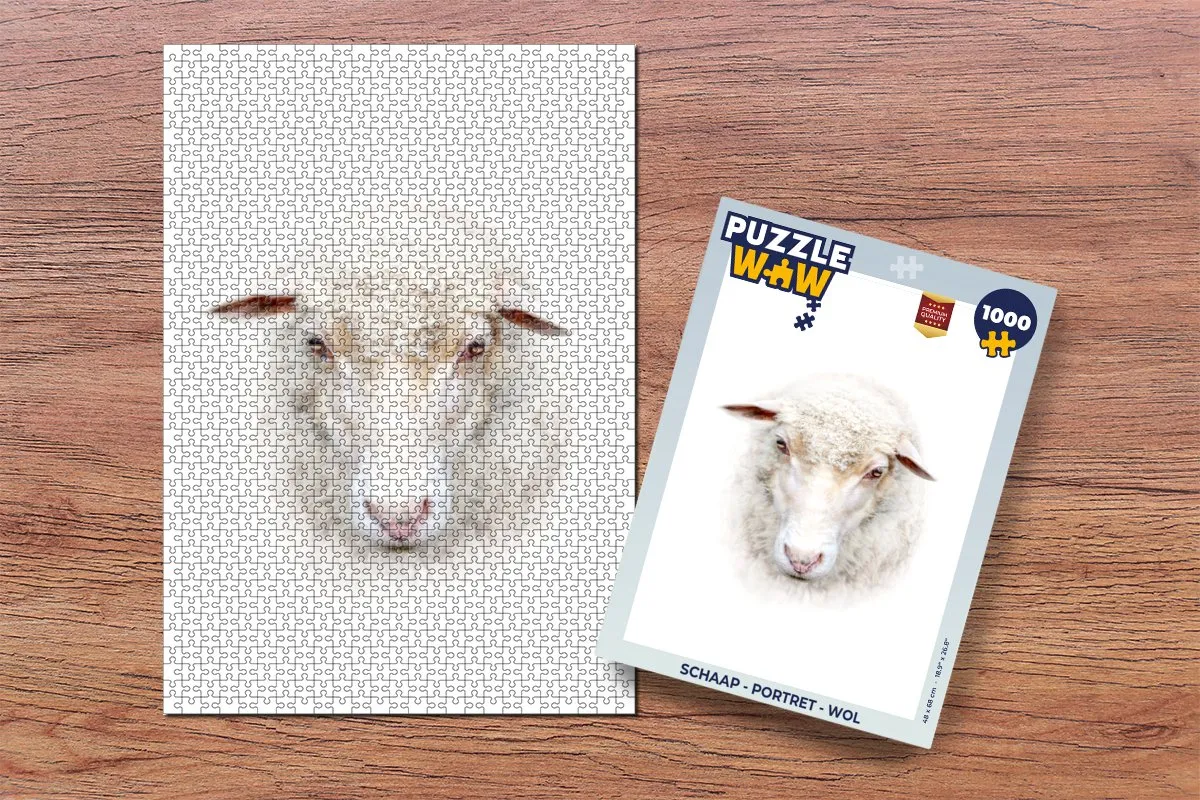 PuzzleWow Schaap Portret Wol Legpuzzel 1000 Stuks - Multicolor