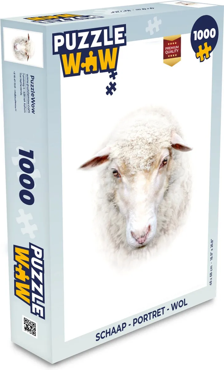 PuzzleWow Schaap Portret Wol Legpuzzel 1000 Stuks