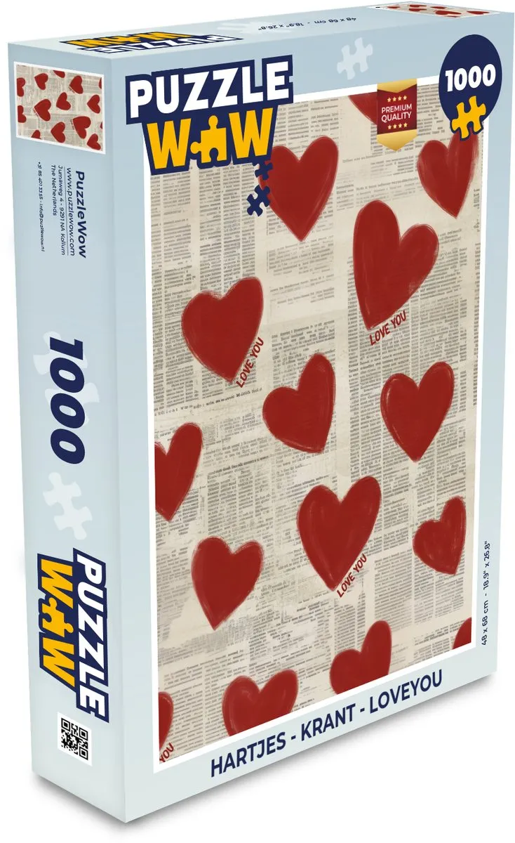 PuzzleWow Hartjes - Krant Legpuzzel 1000 Stuks
