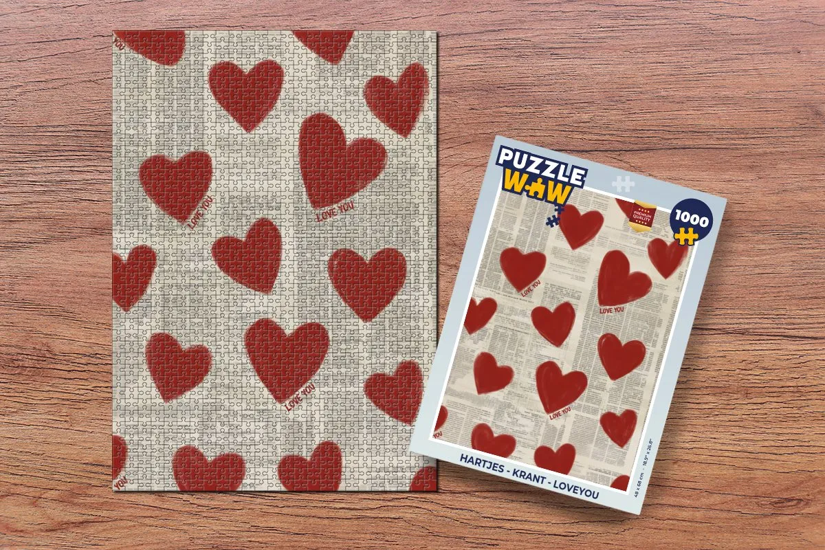 PuzzleWow Hartjes - Krant Legpuzzel 1000 Stuks