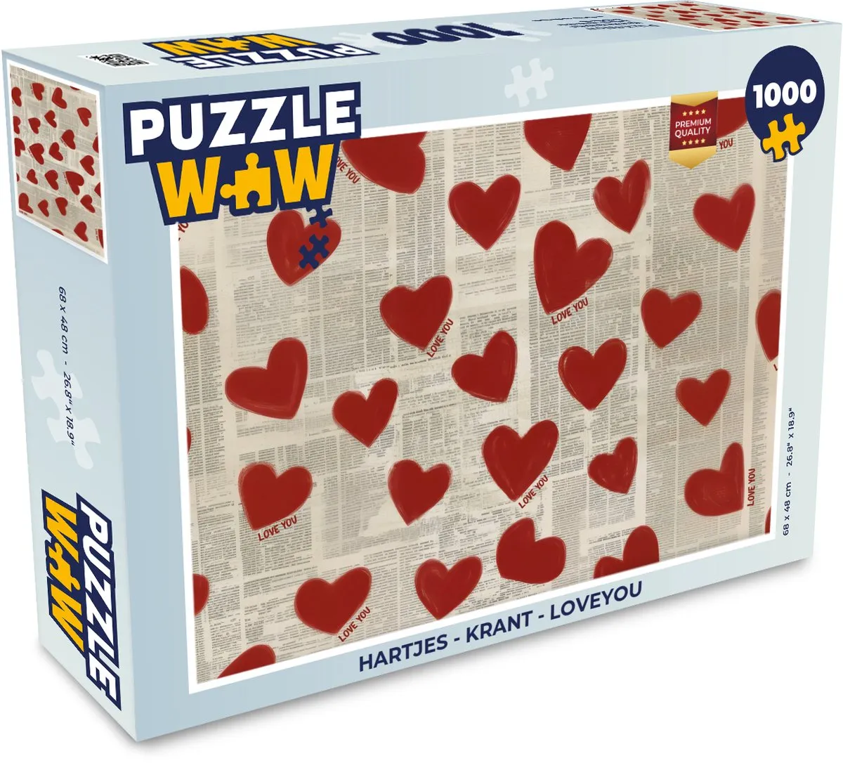 PuzzleWow Hartjes - Krant Legpuzzel 1000 Stuks