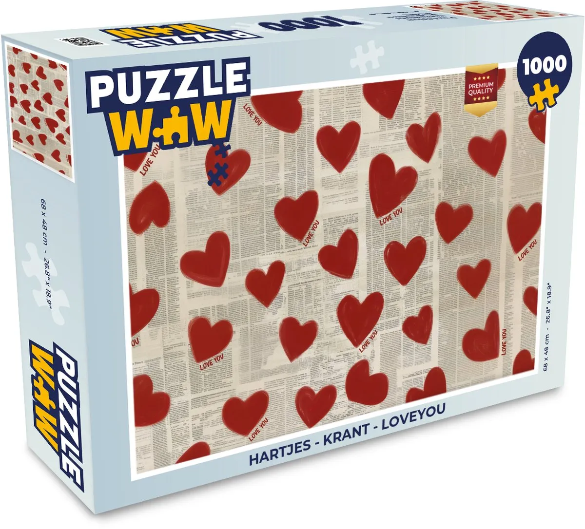 PuzzleWow Hartjes - Krant Legpuzzel 1000 Stuks