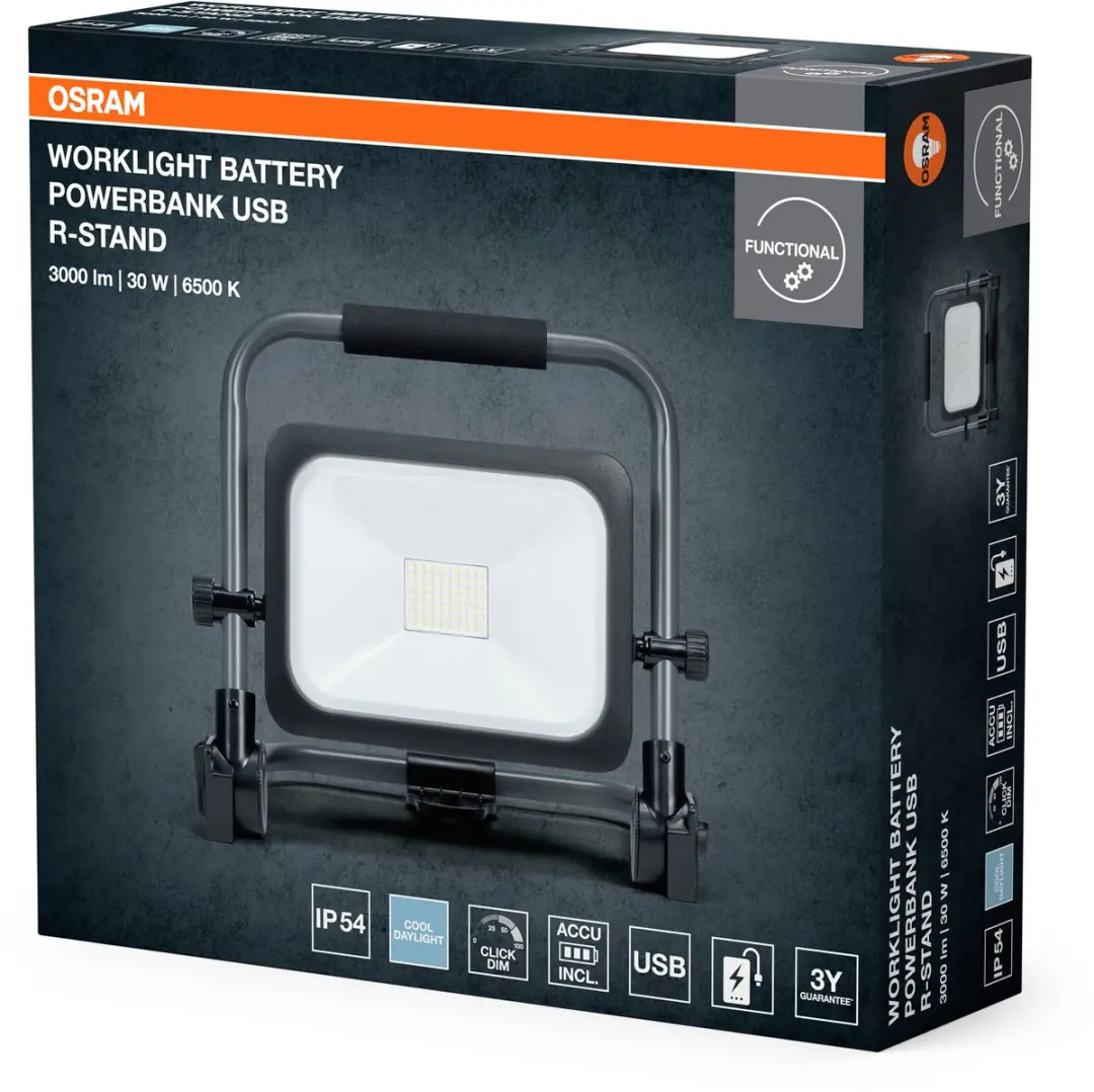 Osram VAL BAT LED Werklamp 30W 3000lm - Donkergrijs/Zwart - afbeelding 6 van 6
