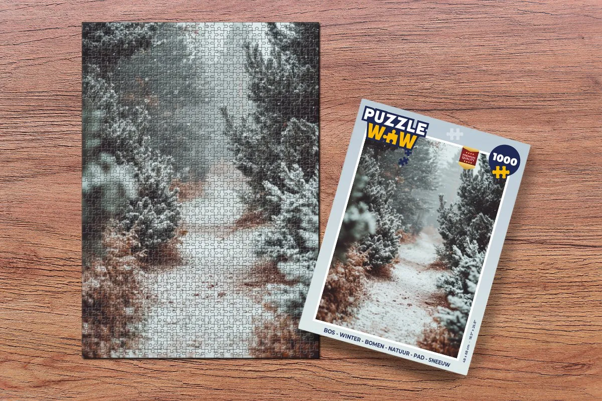 PuzzleWow Bos Winter Bomen Pad Sneeuw Legpuzzel 1000 Stuks