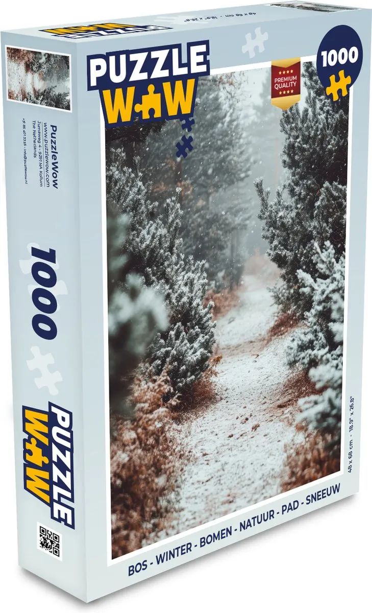 PuzzleWow Bos Winter Bomen Pad Sneeuw Legpuzzel 1000 Stuks