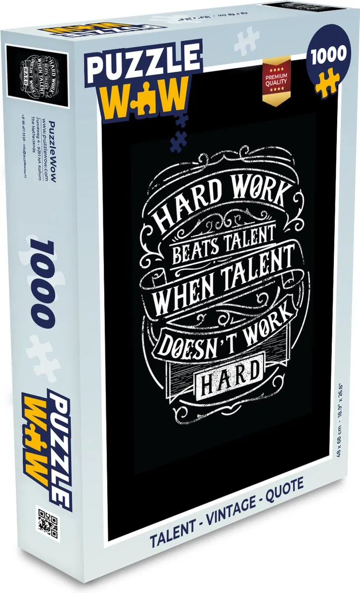PuzzleWow Talent Vintage Quote Legpuzzel 1000 Stuks - Multicolor