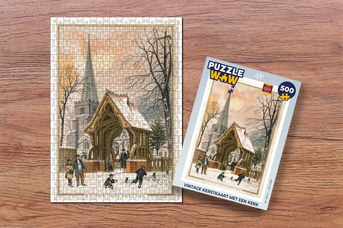 PuzzleWow Kerst Winter Retro Legpuzzel 500 Stuks - Multicolor