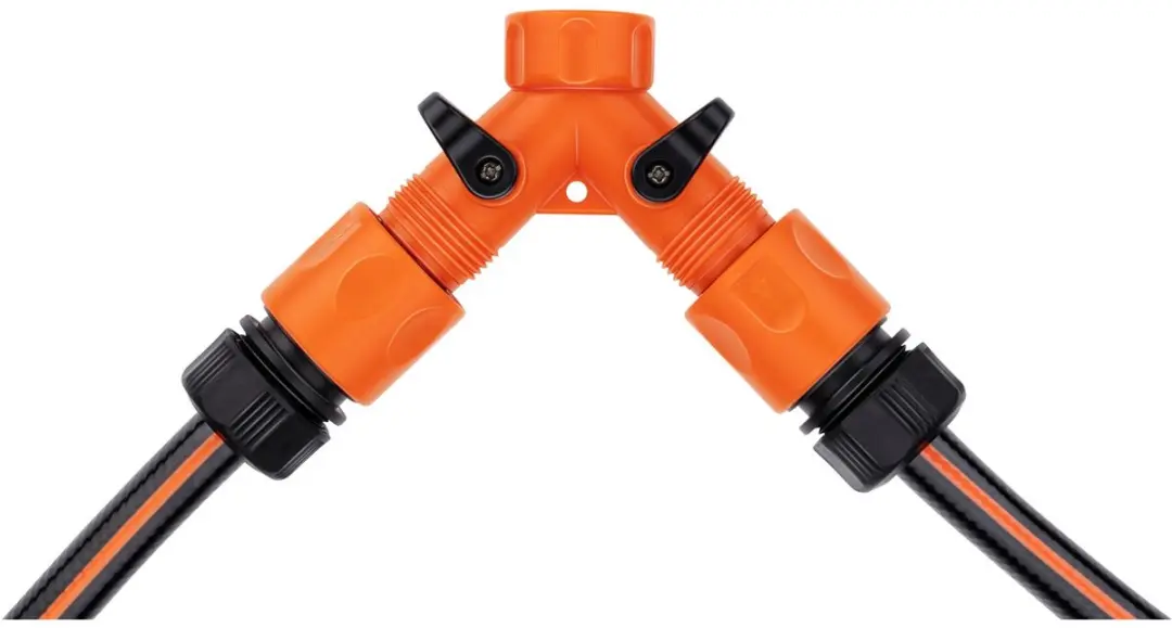 BLACK+DECKER Tuinslang Koppeling 3/4 - Dubbel Kraanstuk - Oranje/Zwart - afbeelding 5 van 6