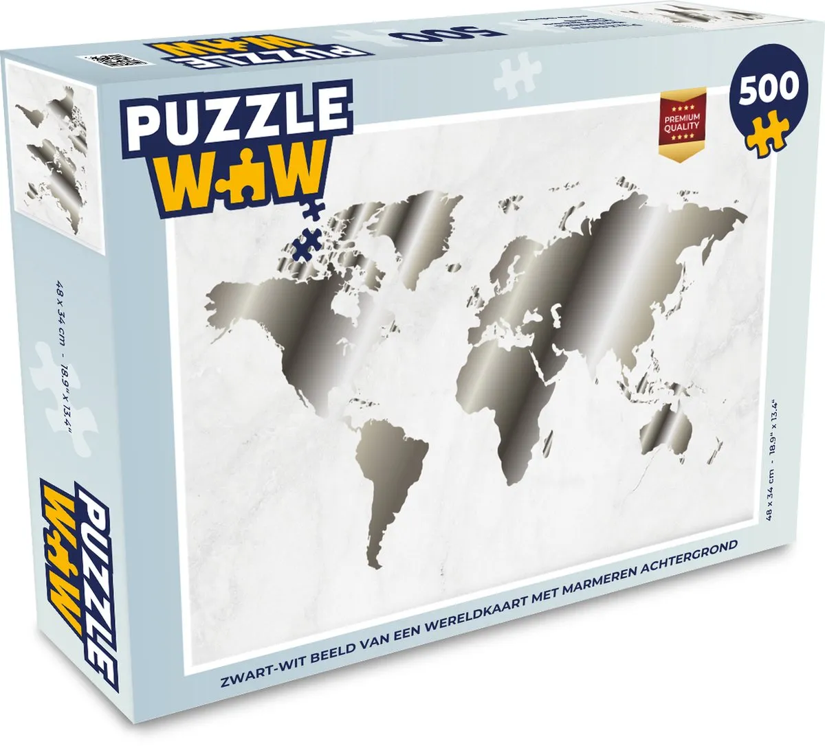 PuzzleWow Wereldkaart Legpuzzel 500 Stuks - Multicolor