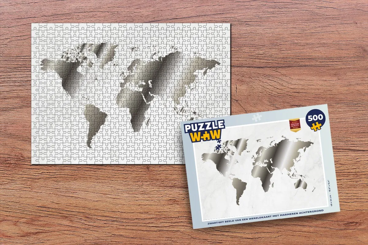 PuzzleWow Wereldkaart Legpuzzel 500 Stuks - Multicolor