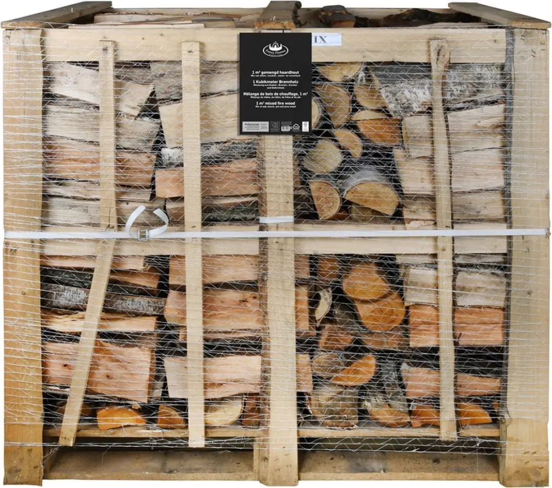 Grote pallet 450 Kilo Gemengd haardhout in krat