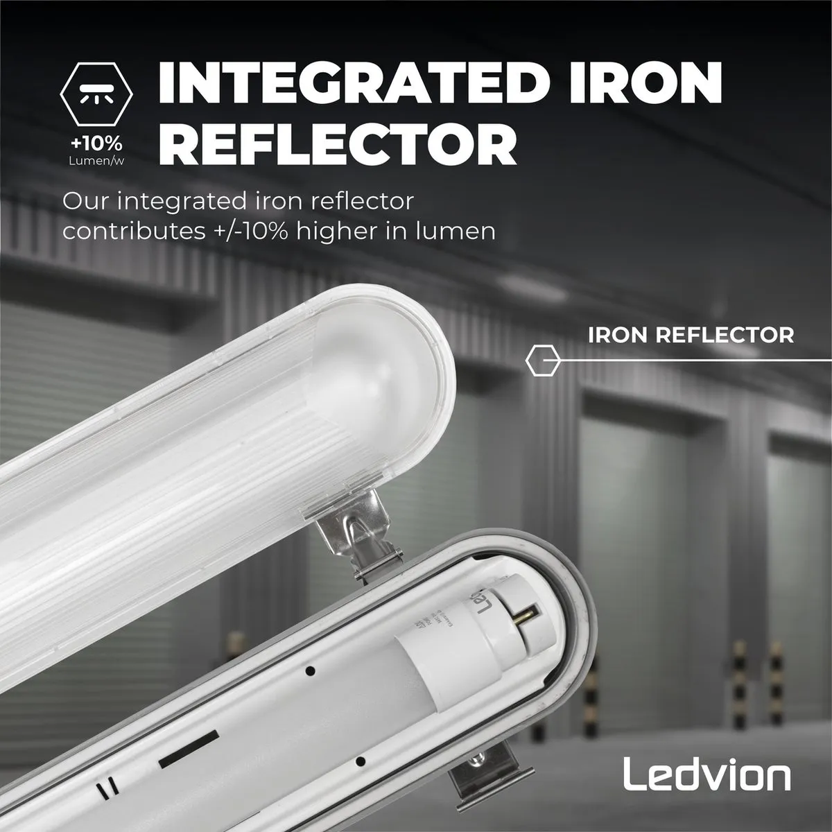 Ledvion LED TL Armatuur 120cm 12W 6500K - Grijs