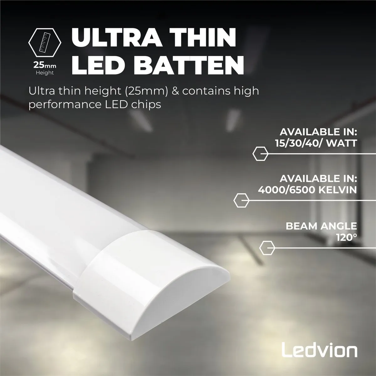 LEDVION 20X LED Batten 120cm 30W 4000K - 4800 Lumen - afbeelding 6 van 6