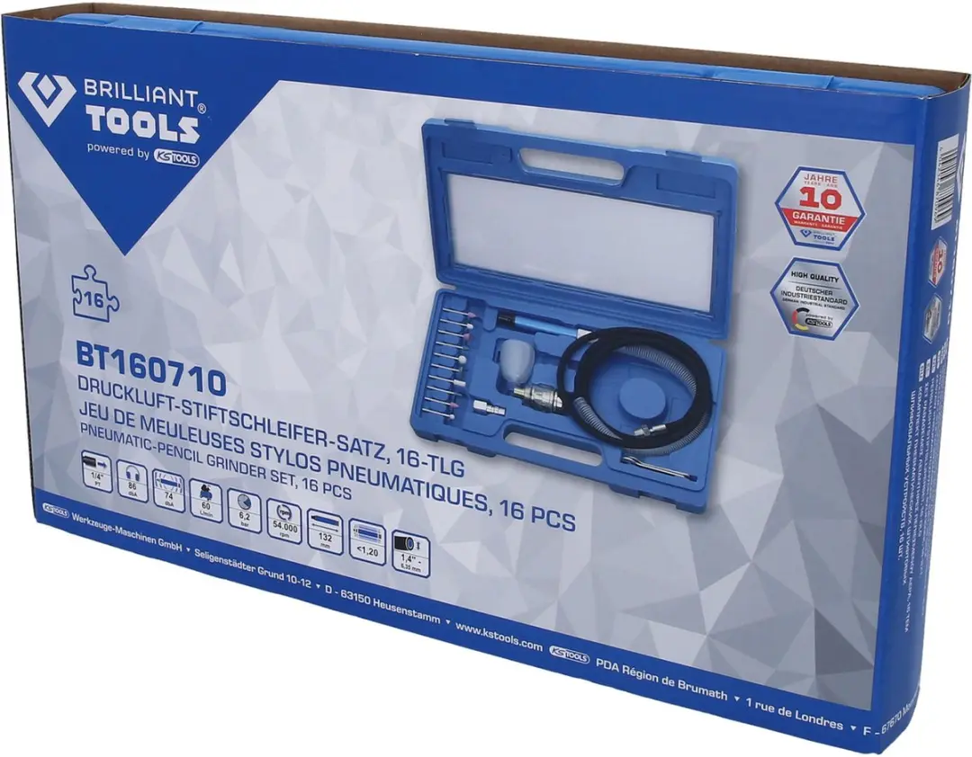 Brilliant Tools 16-delige Pneumatische Potloodschuurmachineset - afbeelding 3 van 5
