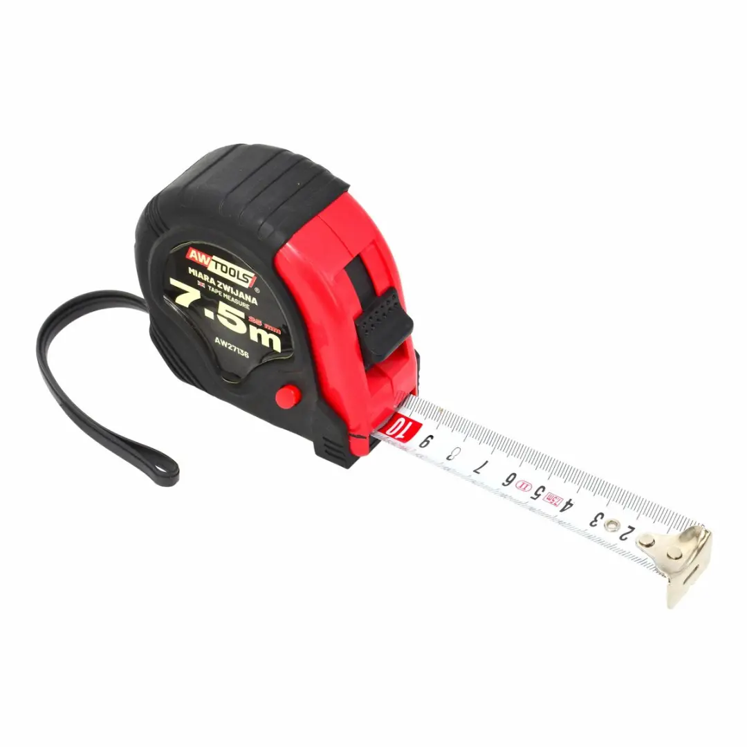 AWTOOLS AW27136 Rolmaat 7.5m x 25mm - Rood/Zwart - afbeelding 4 van 4