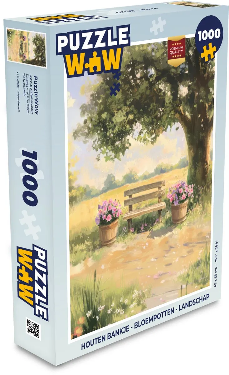 PuzzleWow Houten Bankje Landschap Legpuzzel 1000 Stuks