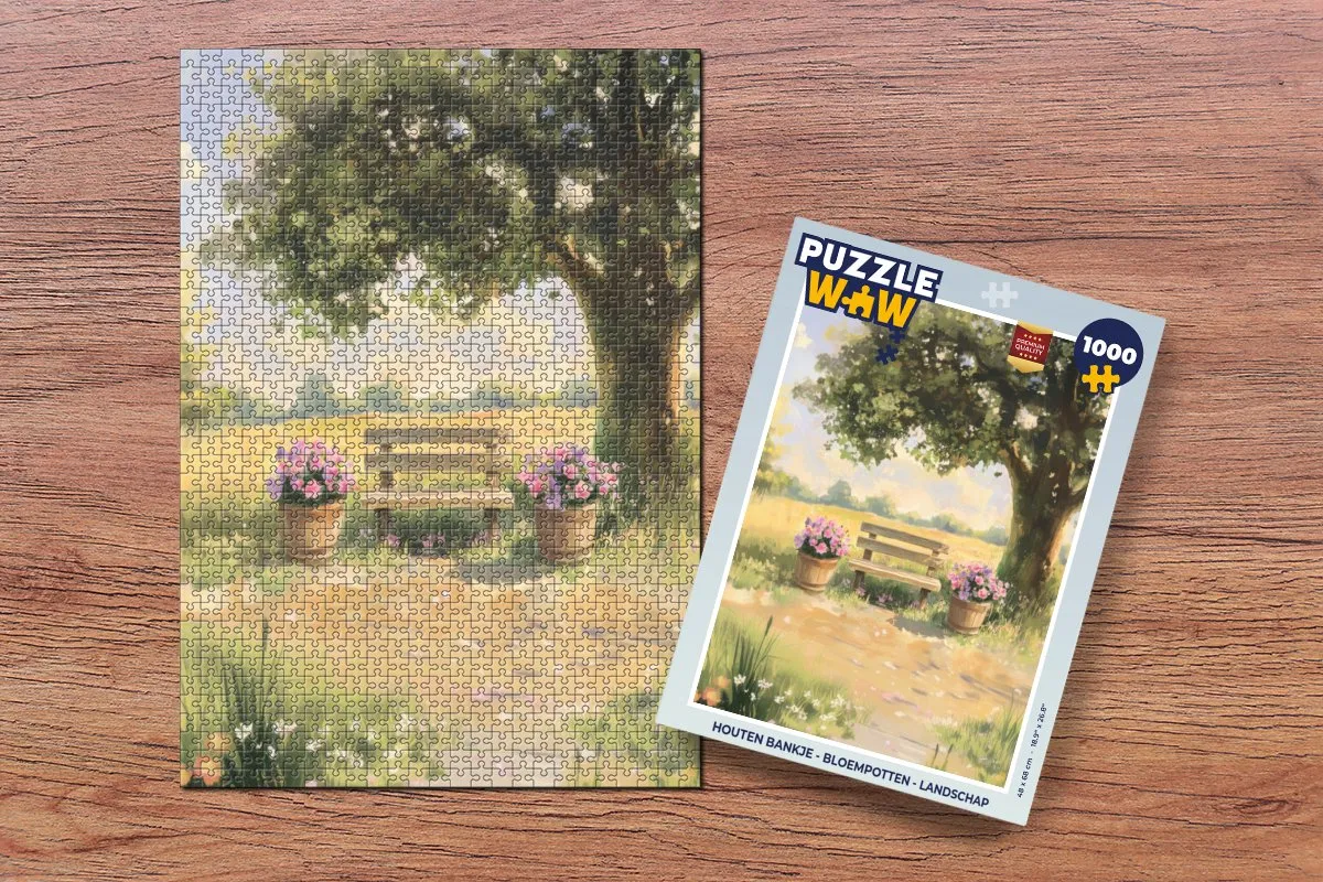 PuzzleWow Houten Bankje Landschap Legpuzzel 1000 Stuks