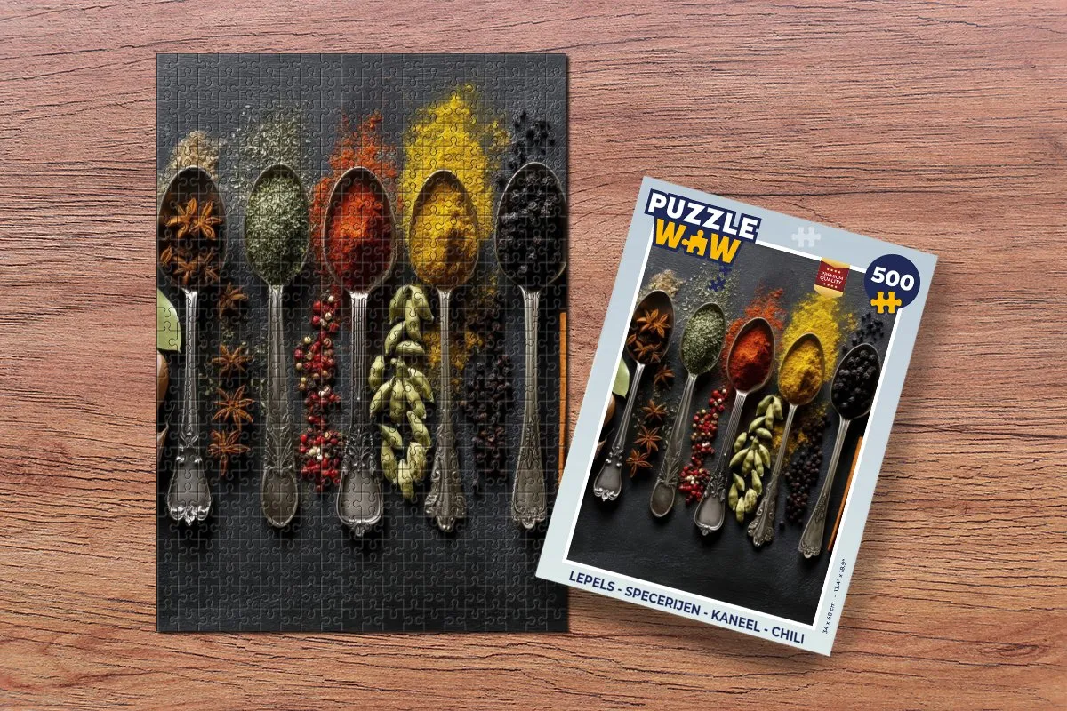 PuzzleWow Lepels Specerijen Puzzel 500 Stuks - Kaneel/Chili
