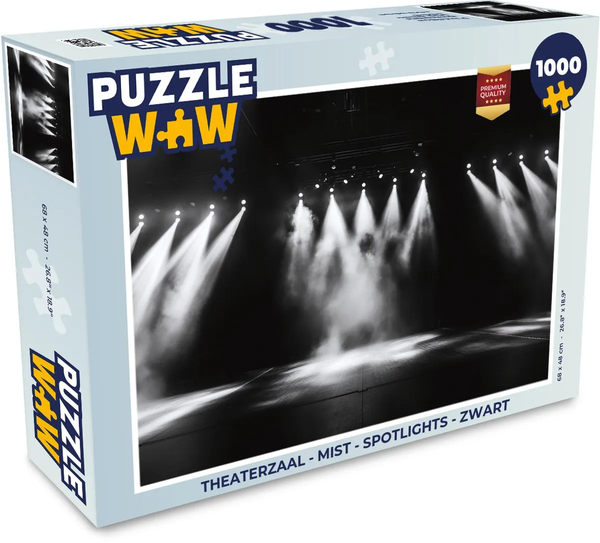 PuzzleWow Theaterzaal Legpuzzel 1000 Stuks - Mist & Spotlights - Zwart