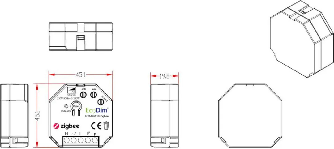 EcoDim LED Inbouwdimmer Module ECO-DIM.10 Smart WiFi - 250W