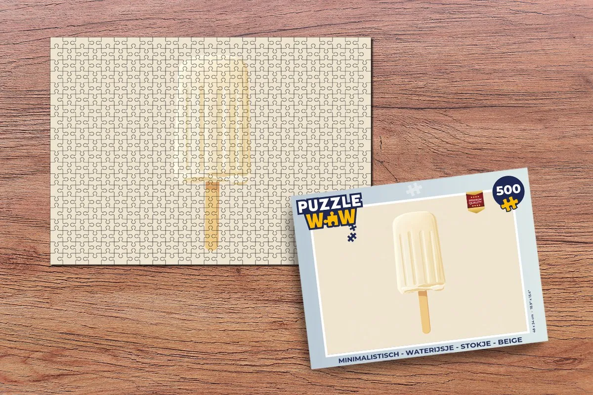 PuzzleWow Minimalistisch Waterijsje Stokje Legpuzzel 500 Stuks - Beige